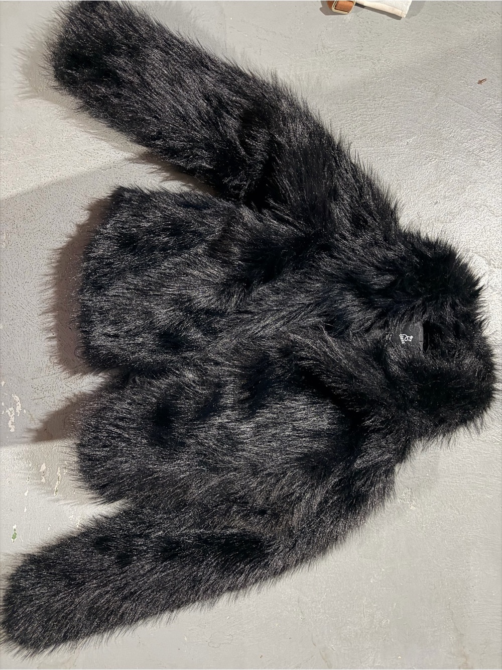 art class Black Faux Fur Puffer Jacket for Kids